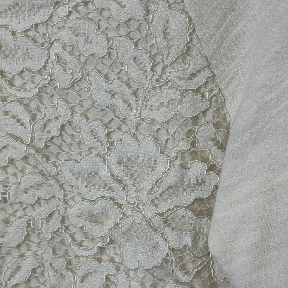 LOFT Cream Lace Front Sweater - Picture 6 of 8